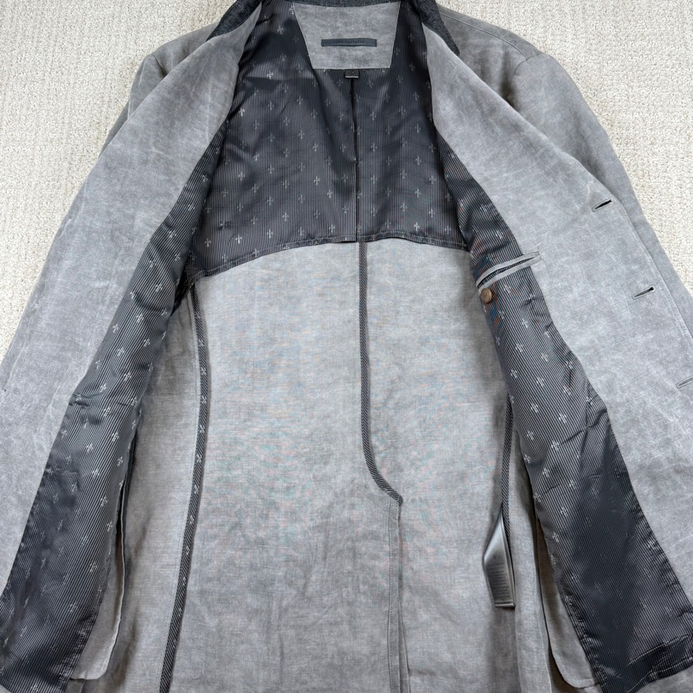 John Varvatos Mens 38R (48 EU) Gray Linen Viscose 3-Button Blazer Sport Coat - Picture 7 of 11